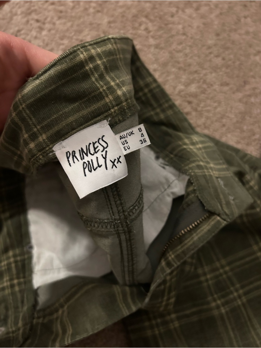 Princess Polly Olive Plaid Pants